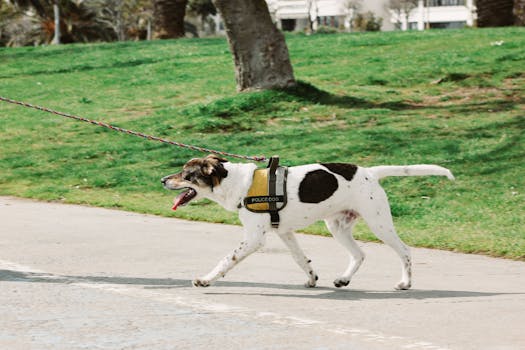 service dog with handler in a park