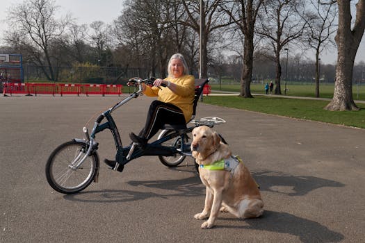 happy service dog with handler