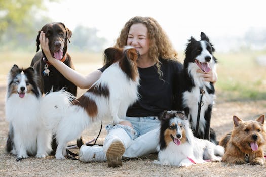 Happy service dog with owner