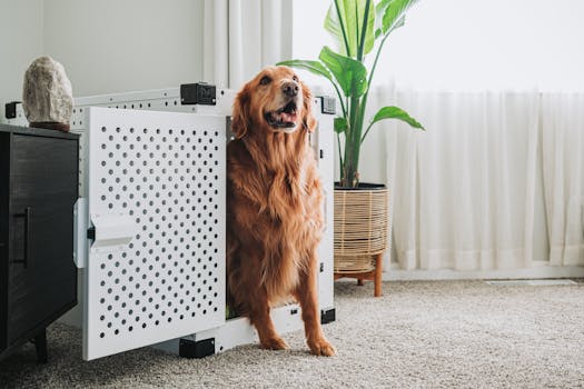 dog relaxing in a cozy crate