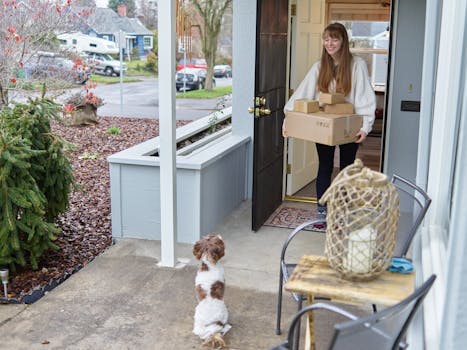 happy service dog with owner