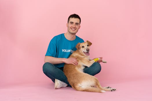 happy service dog with its handler