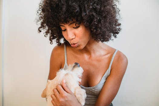 happy dog with owner