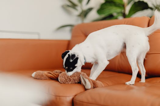 dog playing with toys