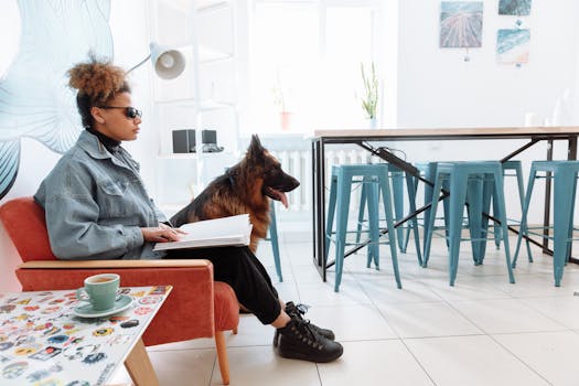 Service dog assisting an owner