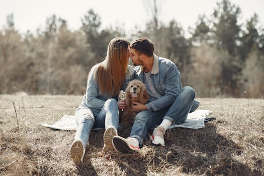 dog enjoying a walk with its owner