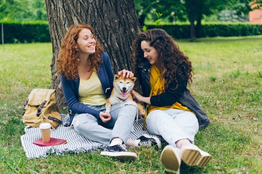 happy dog socializing in the park